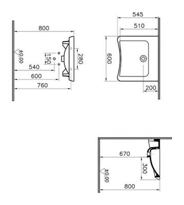 VitrA S20 Lavabo 5289B003-0012 Özel ihtiyaç - 60x55 cm - armatür deliksiz - su taşma delikli - beyaz - 2