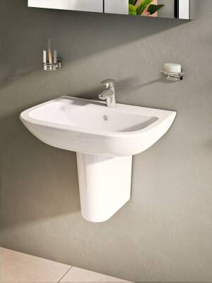 VitrA S20 Lavabo 5503L003-0001 Oval - 60x46 cm - tek armatür delikli - su taşma delikli - beyaz - 3