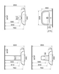 VitrA S20 Lavabo 5503L003-0001 Oval - 60x46 cm - tek armatür delikli - su taşma delikli - beyaz - 4
