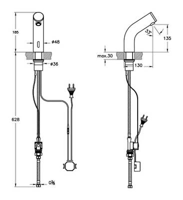 VitrA Sento Çocuk Temassız Lavabo Bataryası A47188 Elektrikli - Tek Su Girişli - Krom-Yeşil - 3