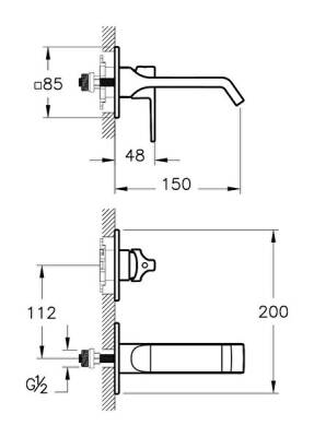 VitrA Suit Ankastre Lavabo Bataryası A42782 Sıva Üstü Grubu - Krom - 4