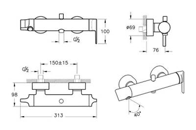 VitrA Suit Banyo Bataryası A4281839 Parlak Siyah - 2
