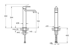 VitrA Suit Lavabo Bataryası A42814 Üstten - Yüksek - Krom - 2