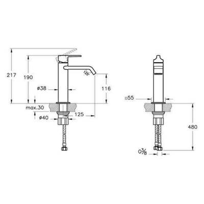 VitrA Suit Lavabo Bataryası A4281639 Üstten - Parlak Siyah - 2