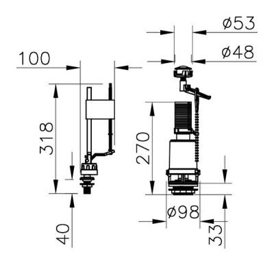 VitrA İç takım 330B1314 6 lt - alttan su girişli - 2