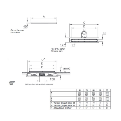 VitrA 5701352 Style V-Flow DK300 50 Cm Duş Kanalı - Mat - Yandan - 2