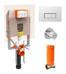 VitrA V8 Gömme Rezervuar Seti 800-1868 Asma - ince metal ayaklı set (parlak panel - stop valf) (768-1851-01+740-0680+A41461GR+A41441) 