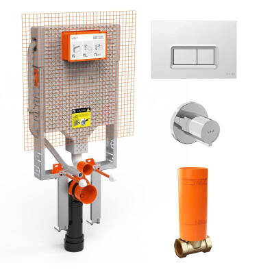 VitrA VPro 800-1894 Asma Klozetler İçin Gömme Rezervuar Seti - Kalın Metal Ayak Parlak Panel - 1