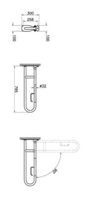 VitrA Arkitekta Katlanabilir Tutunma Barı A44468 304 paslanmaz çelik - krom - 3