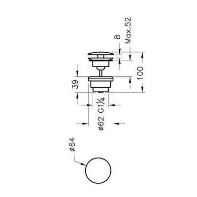 VitrA Lavabo Yuvarlak Süzgeci Universal A45148 Sabit - Krom - 2