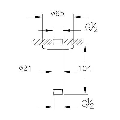 VitrA Duş Dirseği A45649 Tavandan - Kısa - Krom - 2