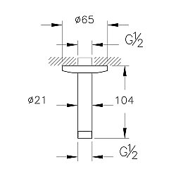 VitrA Origin Duş Dirseği A4564936WTC Tavandan Montaj - Kısa - Mat Siyah - 2