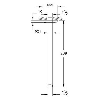 VitrA Duş Dirseği A45650 Tavandan - Uzun - Krom - 2