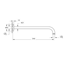 VitrA Duş Dirseği A45652 Duvardan - Uzun - Krom - 2