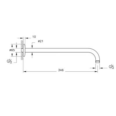 VitrA Duş Dirseği A45652 Duvardan - Uzun - Krom - 2