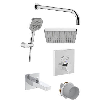 VitrA Aquaheat A49327 Aquacontrol Square Ankastre Termostatik Banyo Seti, Krom - 1