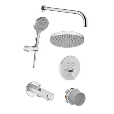 VitrA Aquaheat A49328 Aquacontrol Round Ankastre Termostatik Banyo Seti, Krom - 1