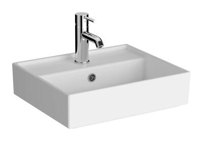 VitrA ArchiPlan Lavabo 7400B003-0001 Dikdörtgen - kompakt - 45x38 cm - tek armatür delikli - su taşma delikli - beyaz - 1