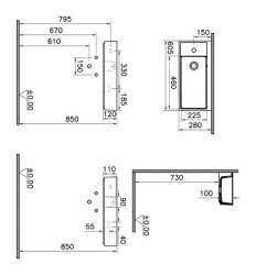 VitrA ArchiPlan Lavabo 7408B003-0028 Dikdörtgen - kompakt - 60x28 cm - soldan tek armatür delikli - su taşma delikli - beyaz - 2
