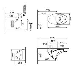 VitrA Temassız Pisuvar 4106B003-5598 Temassız - arkadan su girişli - beyaz - 2