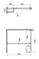 VitrA Arkitekta Duvar-Zemin Tutunma Barı A44469 90° Açılı - 2