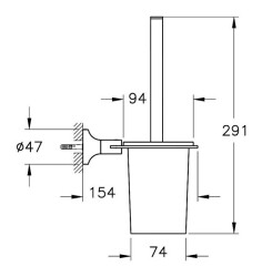 VitrA Base 400 Tuvalet Fırçalığı A44125 Duvardan - Krom - 3