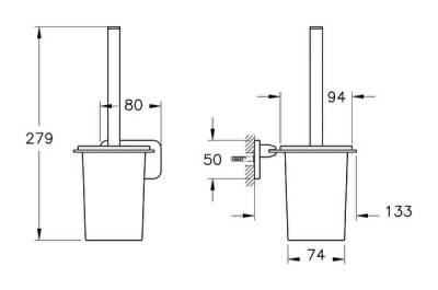 VitrA Base 600 Tuvalet Fırçalığı A44135 Duvardan - Krom - 4