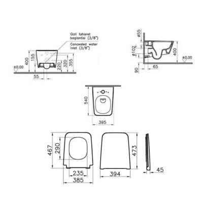 VitrA Equal Rim-Ex Asma Klozet ve Kapak Takımı, Beyaz - 2