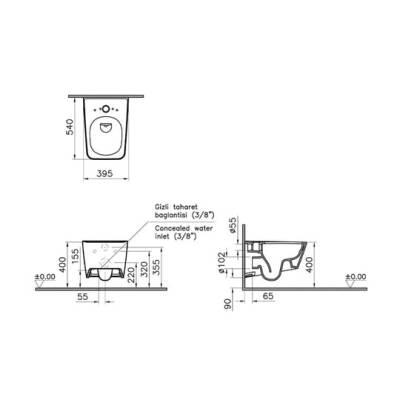 VitrA Equal Rim-Ex Asma Klozet ve Soft Kapak Takımı - Beyaz - 3