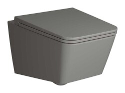VitrA Equal Rim-ex Asma Klozet Ve Soft Kapak Takımı, Clean, Mat Taş Gri, 7245B476-0090+119-076-009 - 1