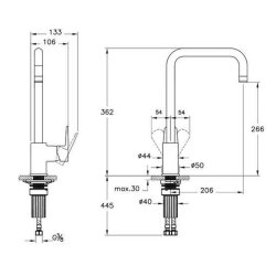 VitrA Flow Soft A43426 Eviye Bataryası, Krom - 2