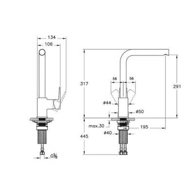 VitrA Flow Square A4339636 Eviye Bataryası, Mat Siyah - 3