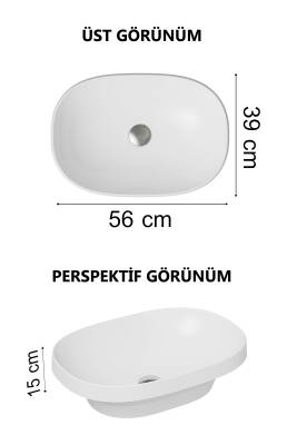 VitrA Frame Tezgahüstü lavabo 5652B403-0016 Oval - 55x39 cm - armatür deliksiz - su taşma deliksiz - Clean - beyaz - 4