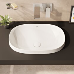 VitrA Frame Tezgahüstü lavabo 5652B403-0016 Oval - 55x39 cm - armatür deliksiz - su taşma deliksiz - Clean - beyaz - 3