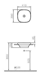 VitrA Frame Tezgahüstü lavabo 5654B403-0016 Yuvarlak - kompakt - 40x39 cm - armatür deliksiz - su taşma deliksiz - Clean - beyaz - 3