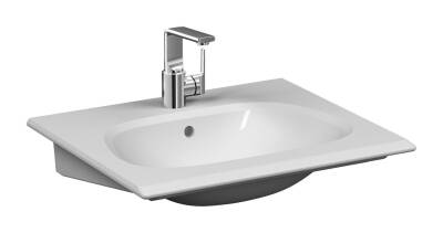 VitrA Frame Etajerli lavabo 5707B403-0001 Dikdörtgen - 65x54 cm - tek armatür delikli - su taşma delikli - Clean - beyaz - 1