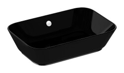 VitrA Geo Çanak lavabo 7425B070-0012 Dikdörtgen - 60x39 cm - armatür deliksiz - su taşma delikli - siyah - 1