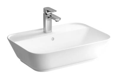 VitrA Geo Çanak lavabo 7426B003-0001 Dikdörtgen - 60x43 cm - tek armatür delikli - su taşma delikli - beyaz - 1