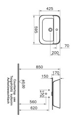 VitrA Geo Çanak lavabo 7426B003-0001 Dikdörtgen - 60x43 cm - tek armatür delikli - su taşma delikli - beyaz - 3