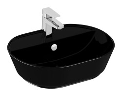 VitrA Geo Çanak lavabo 7428B070-0001 Oval - 55x43 cm - tek armatür delikli - su taşma delikli - siyah 