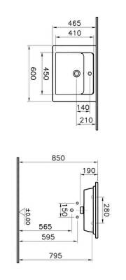 VitrA Integra Etajerli lavabo 7055B003-0001 Dikdörtgen - 60x47 cm - tek armatür delikli - su taşma delikli - beyaz - 2