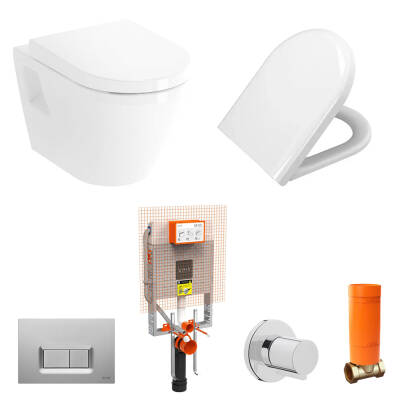 VitrA Integra Kanallı Asma Klozet, Soft Kapak ve Gömme Rezervuar Seti - 1