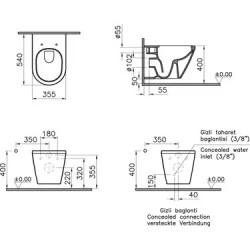 VitrA Integra Round Rim-Ex Asma Klozet ve Kapak Takımı, Beyaz - 4