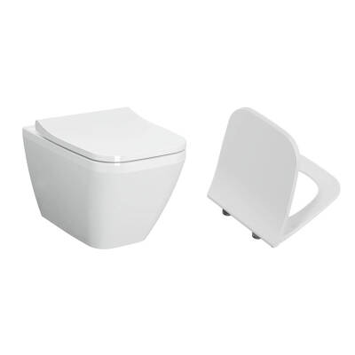 VitrA Integra Square Rim-Ex Asma Klozet ve Soft Kapak Takımı - Beyaz - 1