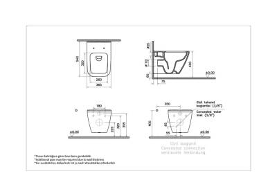 VitrA Integra Square Rim-Ex Asma Klozet ve Kapak Takımı, Beyaz - 4