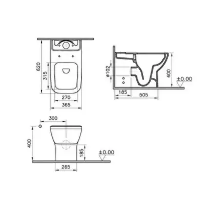 VitrA İntegra Square Rim-Ex Duvara Tam Dayalı Klozet Seti - Kapak ve İç Takım Dahil - 2