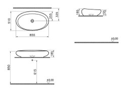 VitrA İstanbul Çanak lavabo 4446B403-0016 Oval - 85x51 cm - armatür deliksiz - su taşma deliksiz - Clean - beyaz - 3
