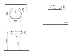 VitrA İstanbul Çanak lavabo 4520B403-0016 Dikdörtgen - 55x52 cm - armatür deliksiz - su taşma deliksiz - Clean - beyaz - 3