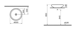 VitrA İstanbul Çanak lavabo 4522B403-0016 Yuvarlak - kompakt - 50x50 cm - armatür deliksiz - su taşma deliksiz - Clean - beyaz - 4
