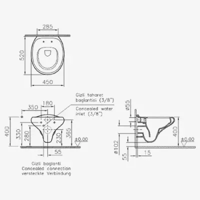 VitrA İstanbul Rim-Ex Asma Klozet ve Slim Soft Kapak Seti - Beyaz - 3